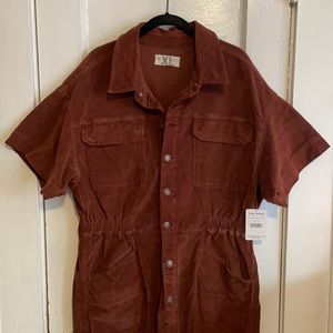 Free People Marci Cord One Piece - gingerbread tea